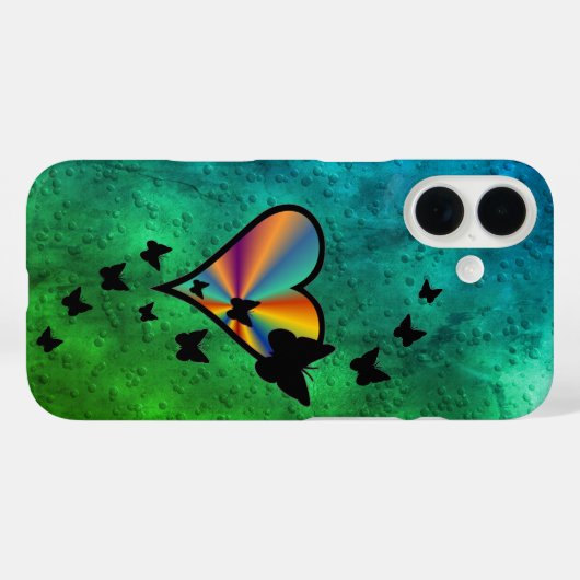 Rainbooghart en vlinder Case-Mate iPhone case (Achterkant (horizontaal))