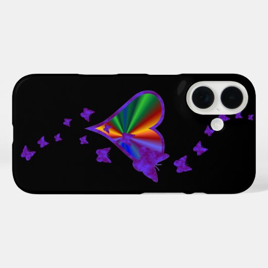 Rainbooghart en vlinder Case-Mate iPhone case (Achterkant (horizontaal))