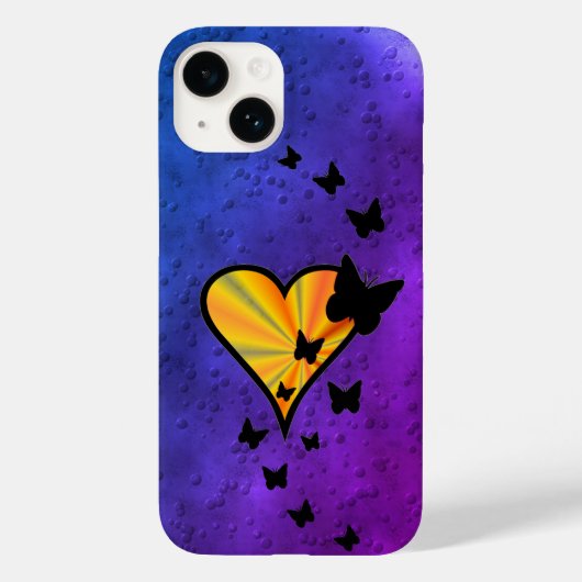 Rainbooghart en vlinder Case-Mate iPhone case (Achterkant)