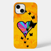 Rainbooghart en vlinder Case-Mate iPhone case (Achterkant)