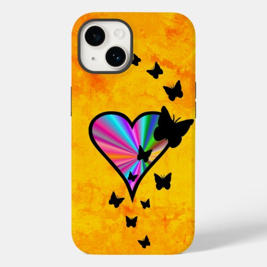 Rainbooghart en vlinder Case-Mate iPhone case (Achterkant)