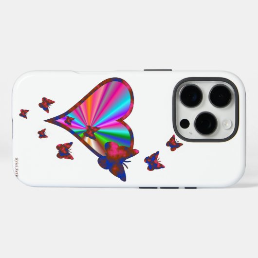 Rainbooghart en vlinder Case-Mate iPhone case (Achterkant (horizontaal))