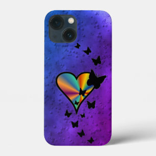 Rainbooghart en vlinder Case-Mate iPhone case