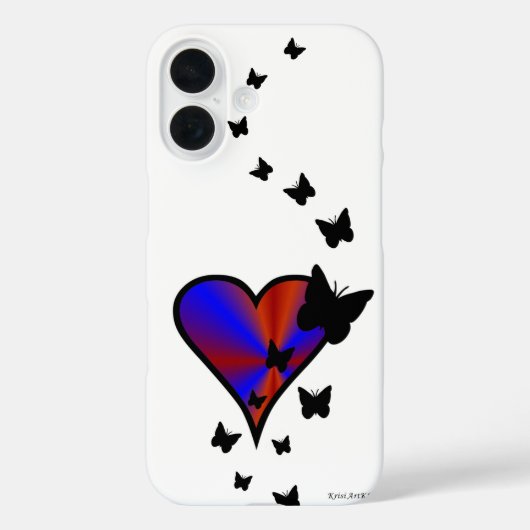 Rainbooghart en vlinder Case-Mate iPhone case (Achterkant)