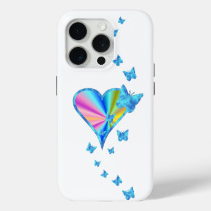 Rainbooghart en vlinder iPhone 15 pro case