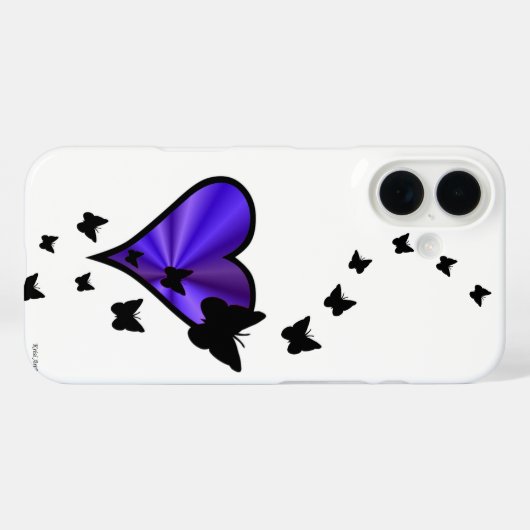 Rainbooghart en vlinder Case-Mate iPhone case (Achterkant (horizontaal))