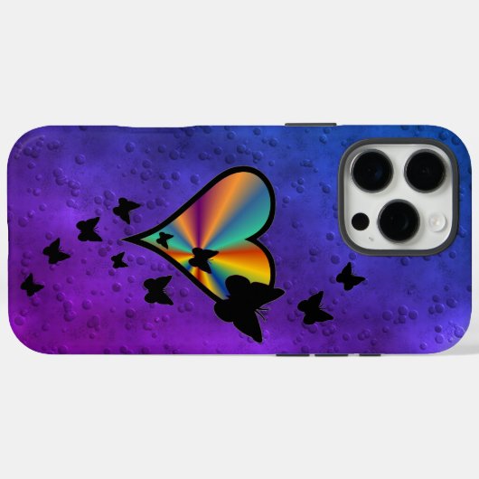 Rainbooghart en vlinder Case-Mate iPhone case (Achterkant (horizontaal))