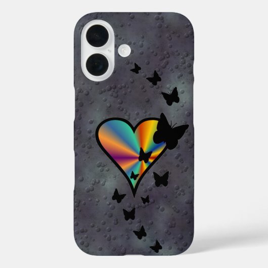 Rainbooghart en vlinder Case-Mate iPhone case (Achterkant)