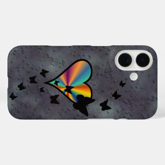 Rainbooghart en vlinder Case-Mate iPhone case (Achterkant (horizontaal))