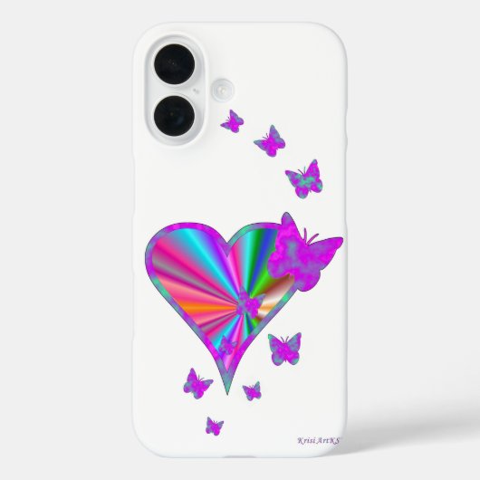 Rainbooghart en vlinder Case-Mate iPhone case (Achterkant)