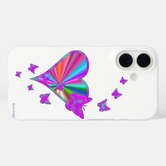 Rainbooghart en vlinder Case-Mate iPhone case (Achterkant (horizontaal))