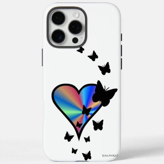 Rainbooghart en vlinder Case-Mate iPhone case (Achterkant)