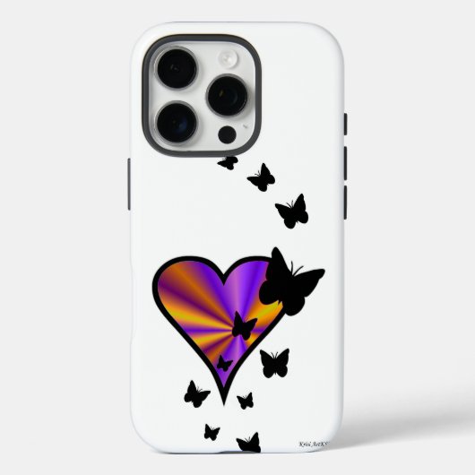 Rainbooghart en vlinder Case-Mate iPhone case (Achterkant)
