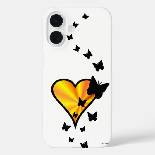 Rainbooghart en vlinder Case-Mate iPhone case (Achterkant)