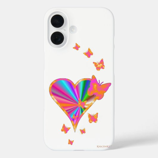 Rainbooghart en vlinder Case-Mate iPhone case (Achterkant)