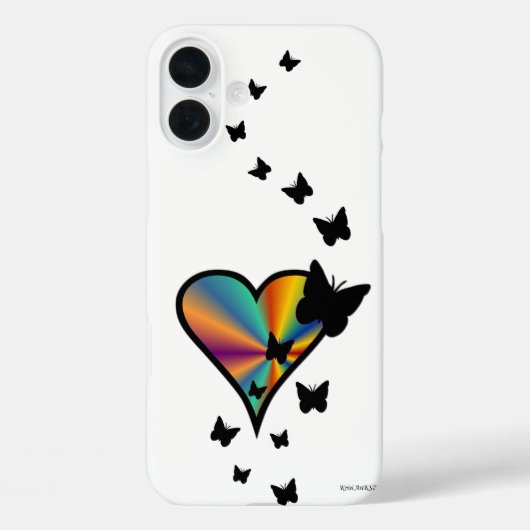 Rainbooghart en vlinder Case-Mate iPhone case (Achterkant)