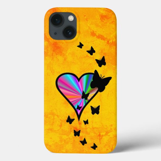 Rainbooghart en vlinder Case-Mate iPhone case (Achterkant)