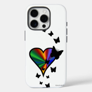 Rainbooghart en vlinder iPhone 16 pro hoesje