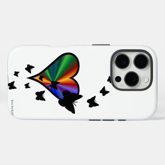 Rainbooghart en vlinder Case-Mate iPhone case (Achterkant (horizontaal))