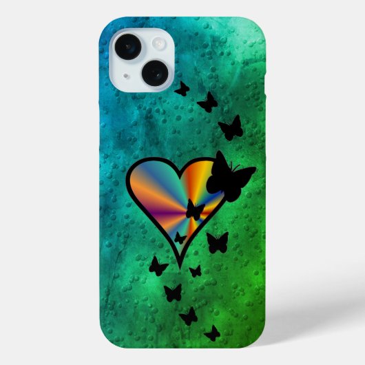 Rainbooghart en vlinder Case-Mate iPhone case (Achterkant)