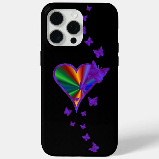 Rainbooghart en vlinder Case-Mate iPhone case (Achterkant)