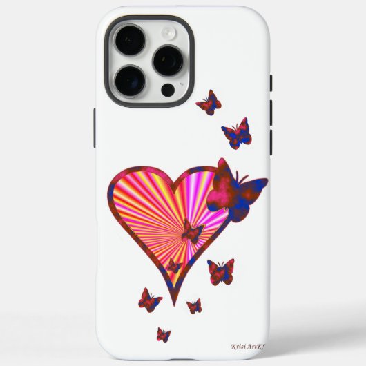 Rainbooghart en vlinder Case-Mate iPhone case (Achterkant)