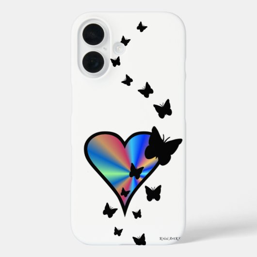 Rainbooghart en vlinder Case-Mate iPhone case (Achterkant)