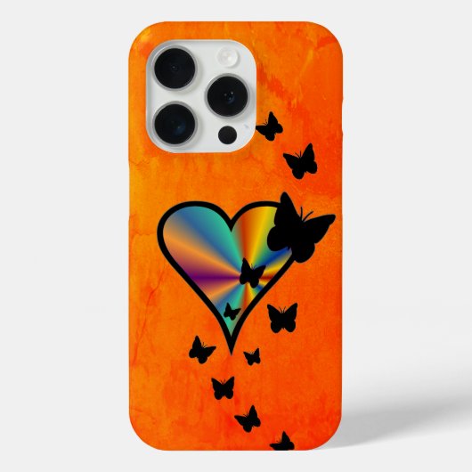 Rainbooghart en vlinder Case-Mate iPhone case (Achterkant)