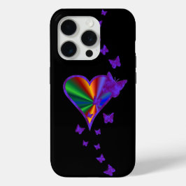 Rainbooghart en vlinder iPhone 15 pro case