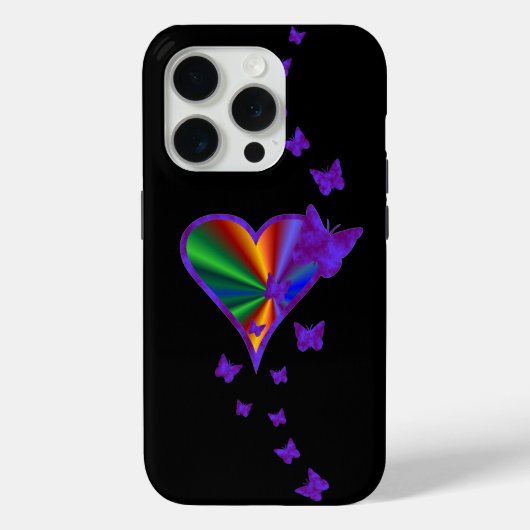 Rainbooghart en vlinder Case-Mate iPhone case (Achterkant)