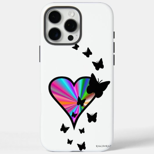 Rainbooghart en vlinder Case-Mate iPhone case (Achterkant)