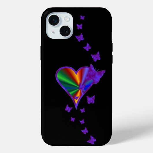 Rainbooghart en vlinder Case-Mate iPhone case (Achterkant)