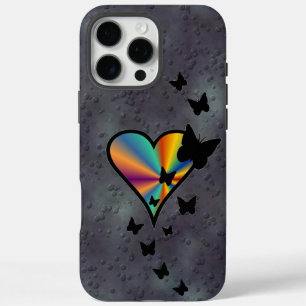 Rainbooghart en vlinder iPhone 16 pro max hoesje