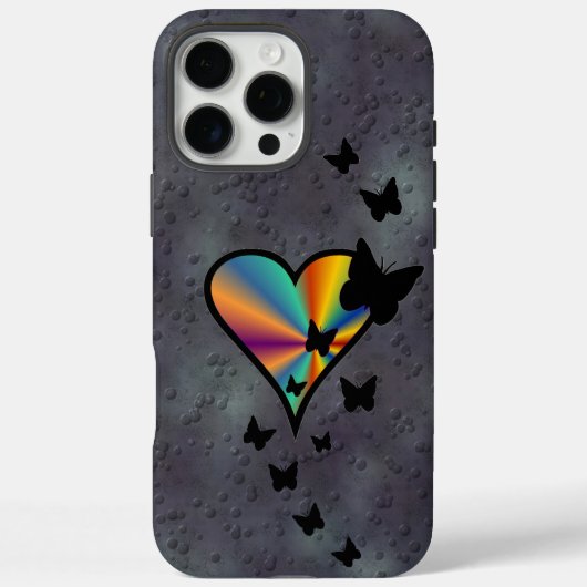 Rainbooghart en vlinder Case-Mate iPhone case (Achterkant)