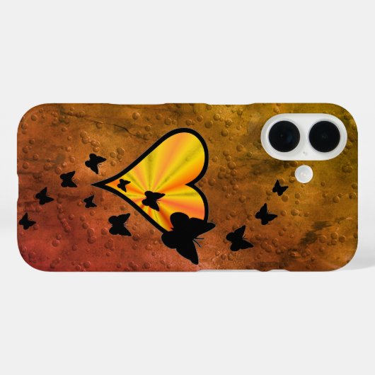 Rainbooghart en vlinder Case-Mate iPhone case (Achterkant (horizontaal))