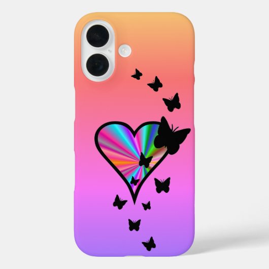 Rainbooghart en vlinder Case-Mate iPhone case (Achterkant)