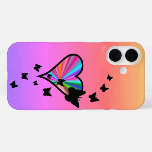 Rainbooghart en vlinder Case-Mate iPhone case (Achterkant (horizontaal))