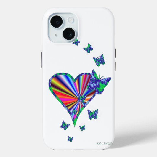 Rainbooghart en vlinder Case-Mate iPhone case (Achterkant)