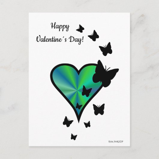 Rainbooghart en vlinder feestdagenkaart (Voorkant)