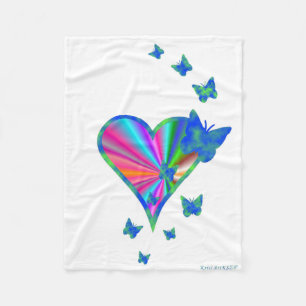 Rainbooghart en vlinder fleece deken