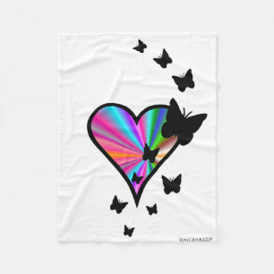 Rainbooghart en vlinder fleece deken