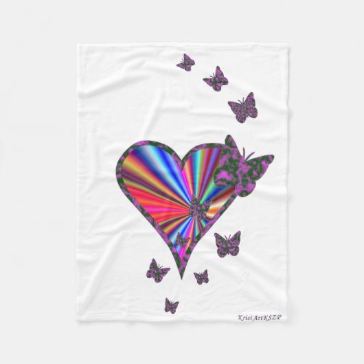 Rainbooghart en vlinder fleece deken (Voorkant)