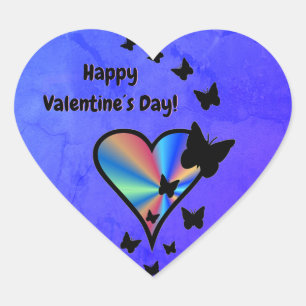 Rainbooghart en vlinder hart sticker