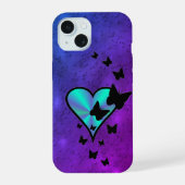 Rainbooghart en vlinder iPhone 15 case (Achterkant)