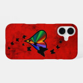 Rainbooghart en vlinder iPhone 16 hoesje (Achterkant horizontaal)