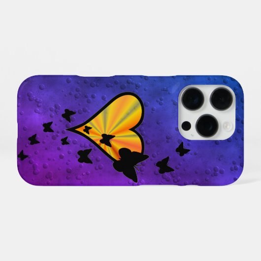 Rainbooghart en vlinder iPhone hoesje (Achterkant horizontaal)