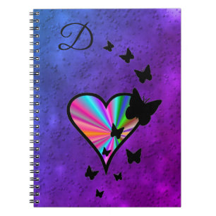 Rainbooghart en vlinder maken uw eigen monogram notitieboek