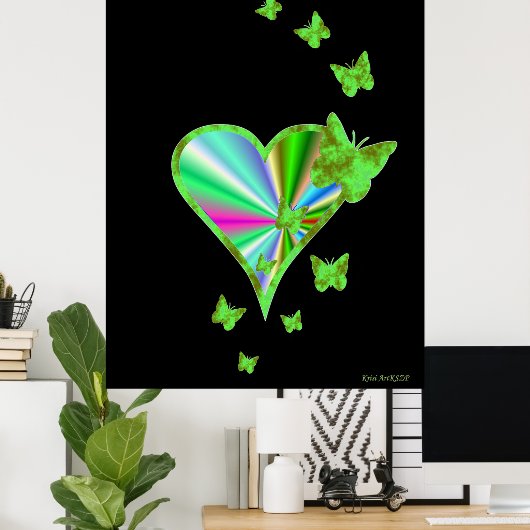 Rainbooghart en vlinder poster (Thuiskantoor)