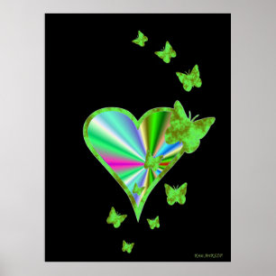 Rainbooghart en vlinder poster