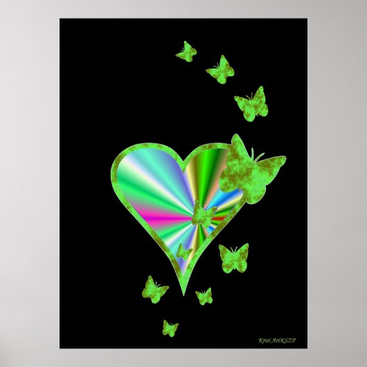 Rainbooghart en vlinder poster (Voorkant)